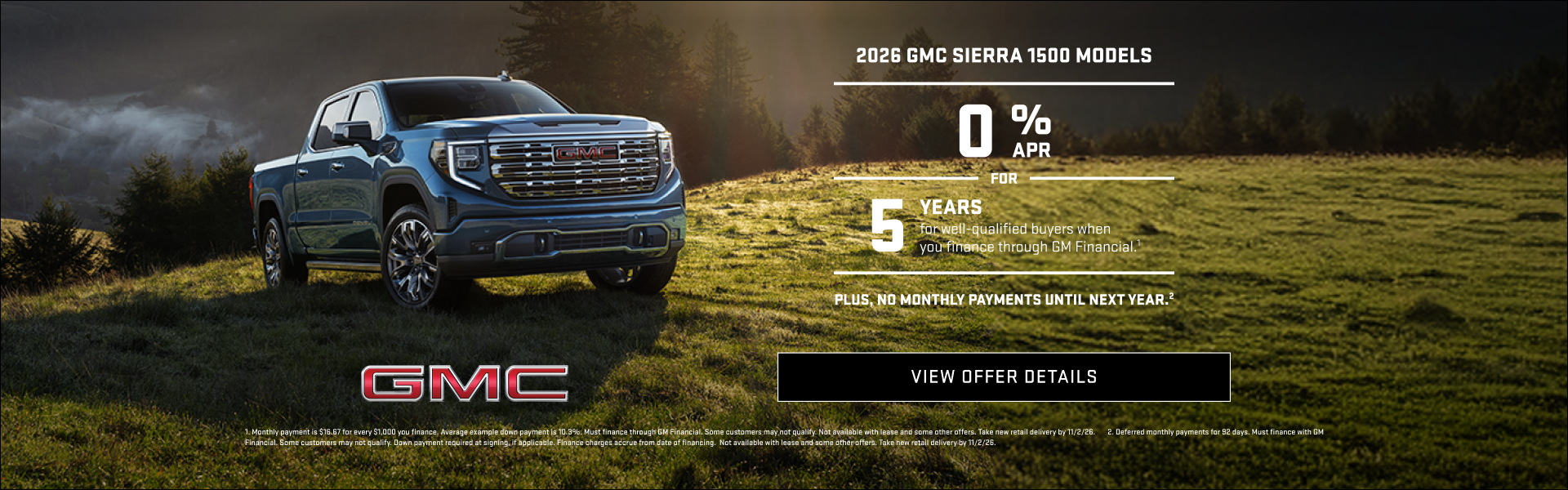 2026 Sierra 1500 0% for 5 years 