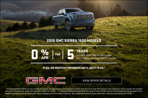 2026 Sierra 1500 0% for 5 years 